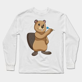 Beaver at Darts with Dart Long Sleeve T-Shirt